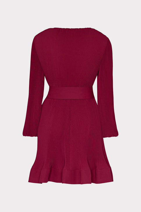Liv Solid Pleat Dress Wine