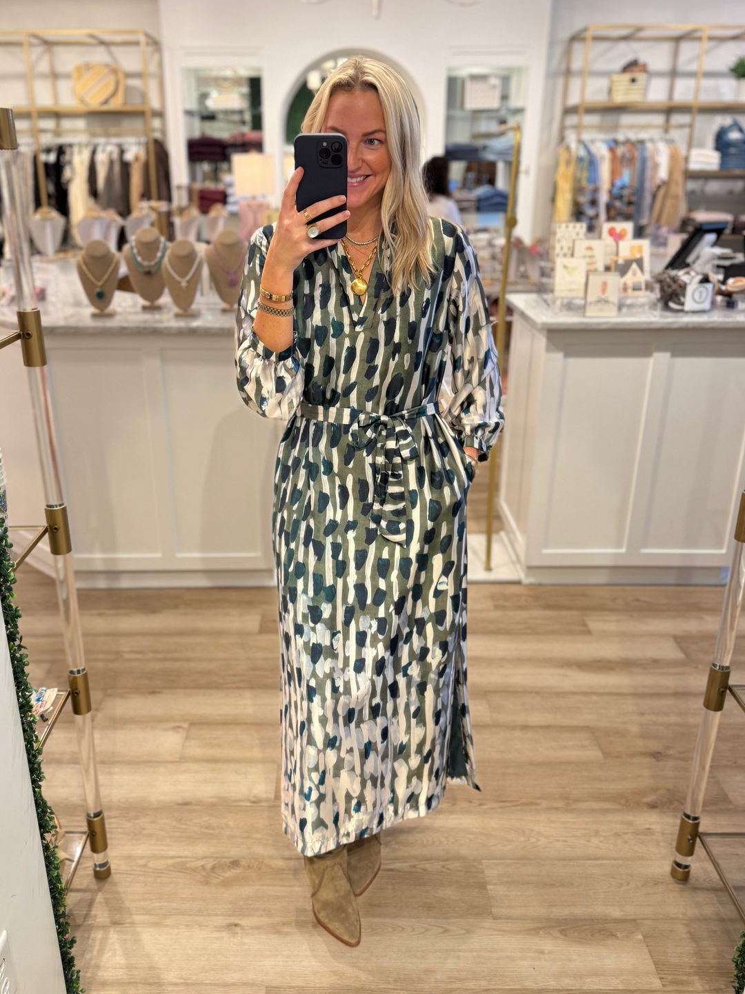 Saige Dress Multi Olive