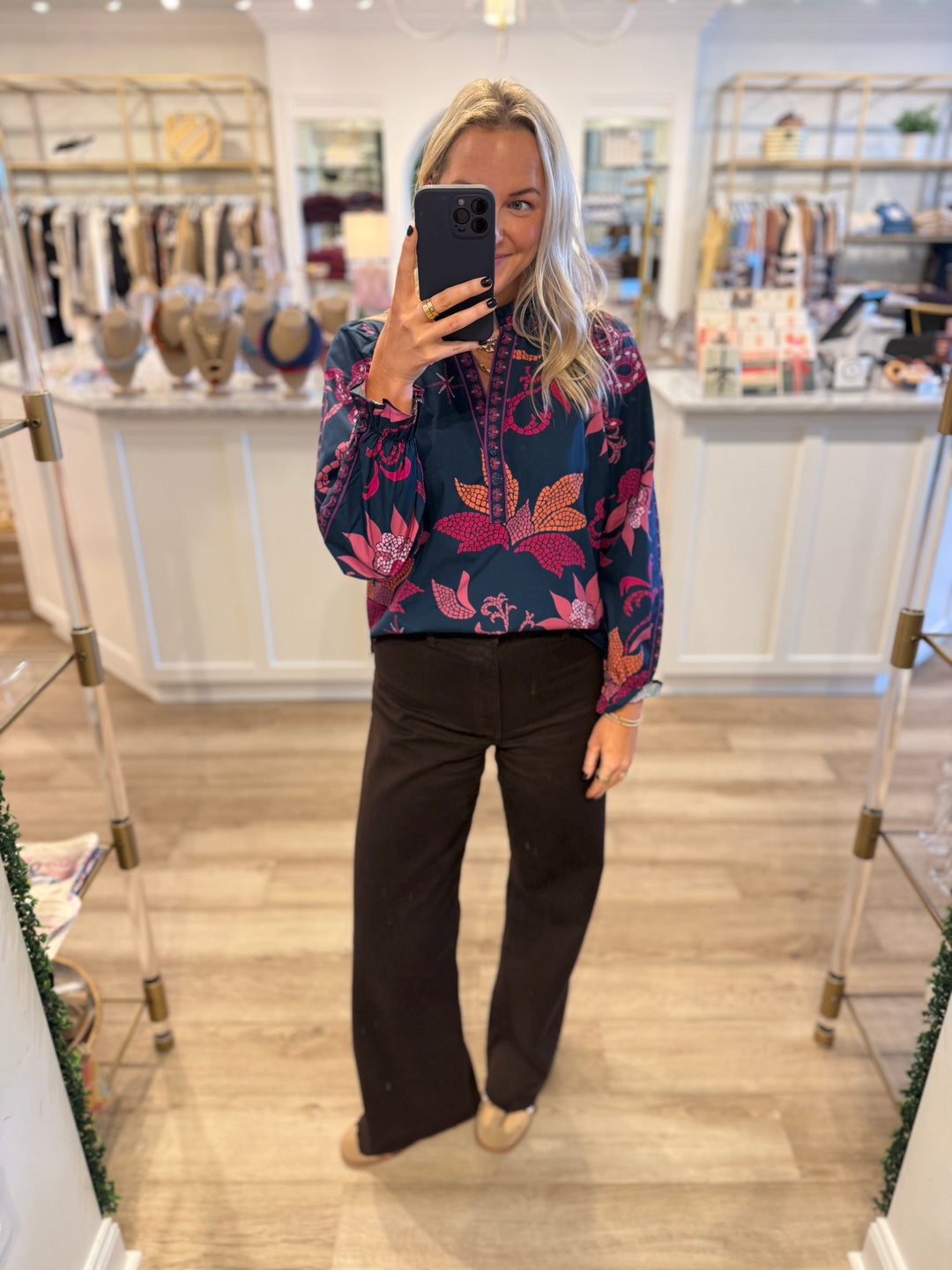 Ashley Long Sleeve Top Midnight Mosaic