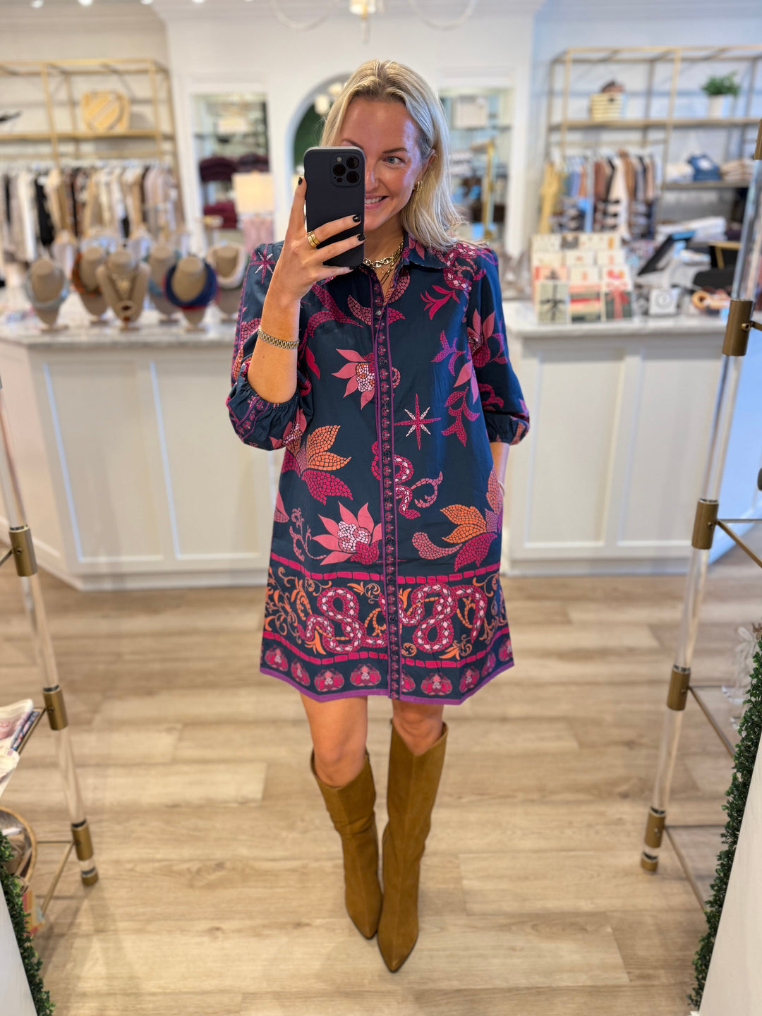 Ava Shirt Dress Midnight Mosaic