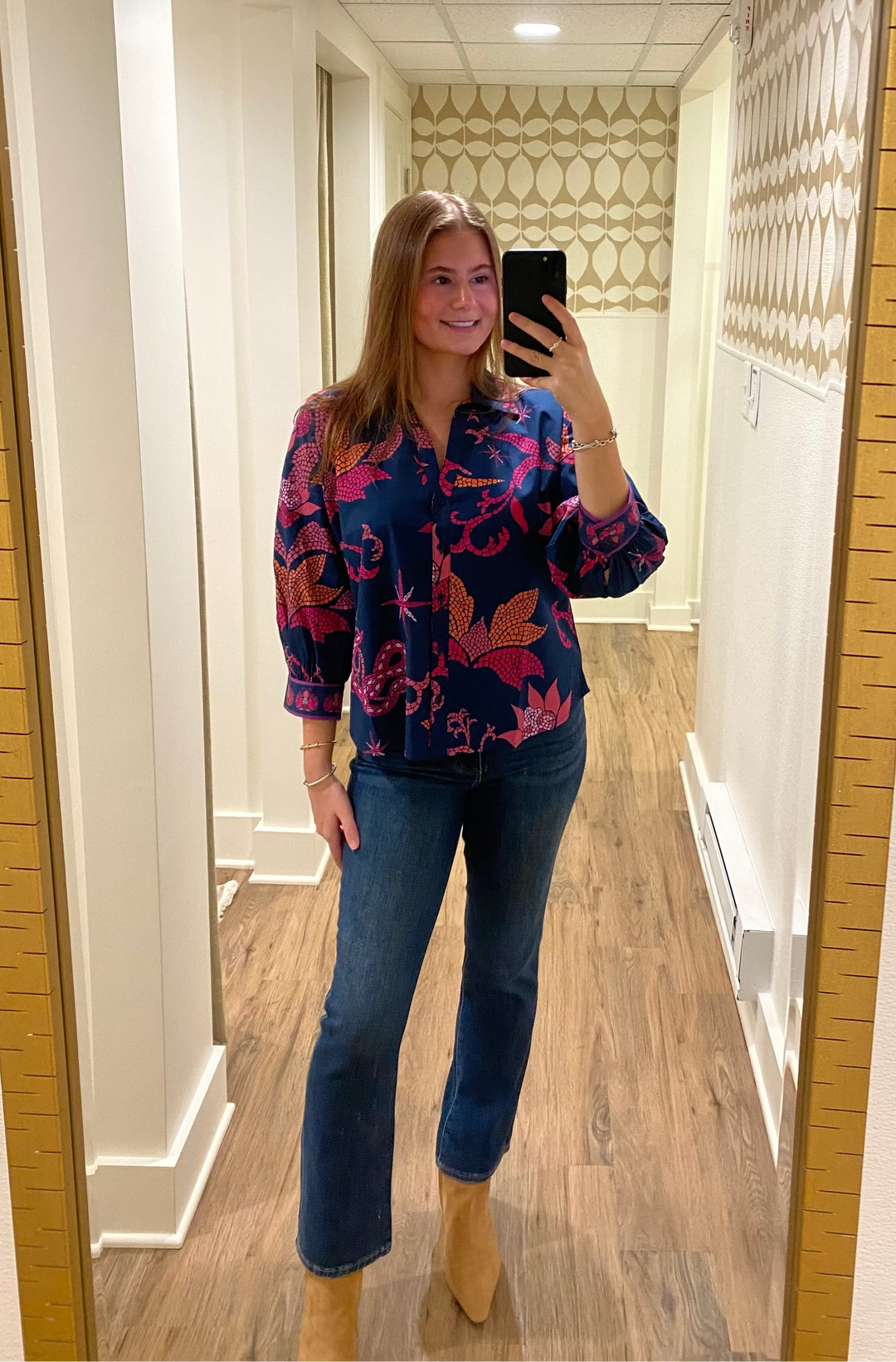 Elsa 3/4 Sleeve Top Midnight Mosaic