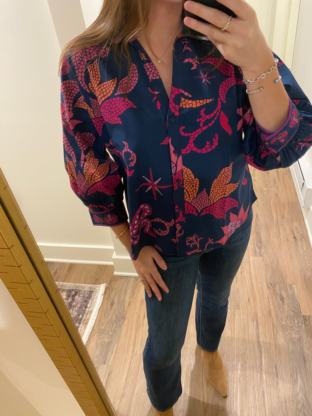 Elsa 3/4 Sleeve Top Midnight Mosaic