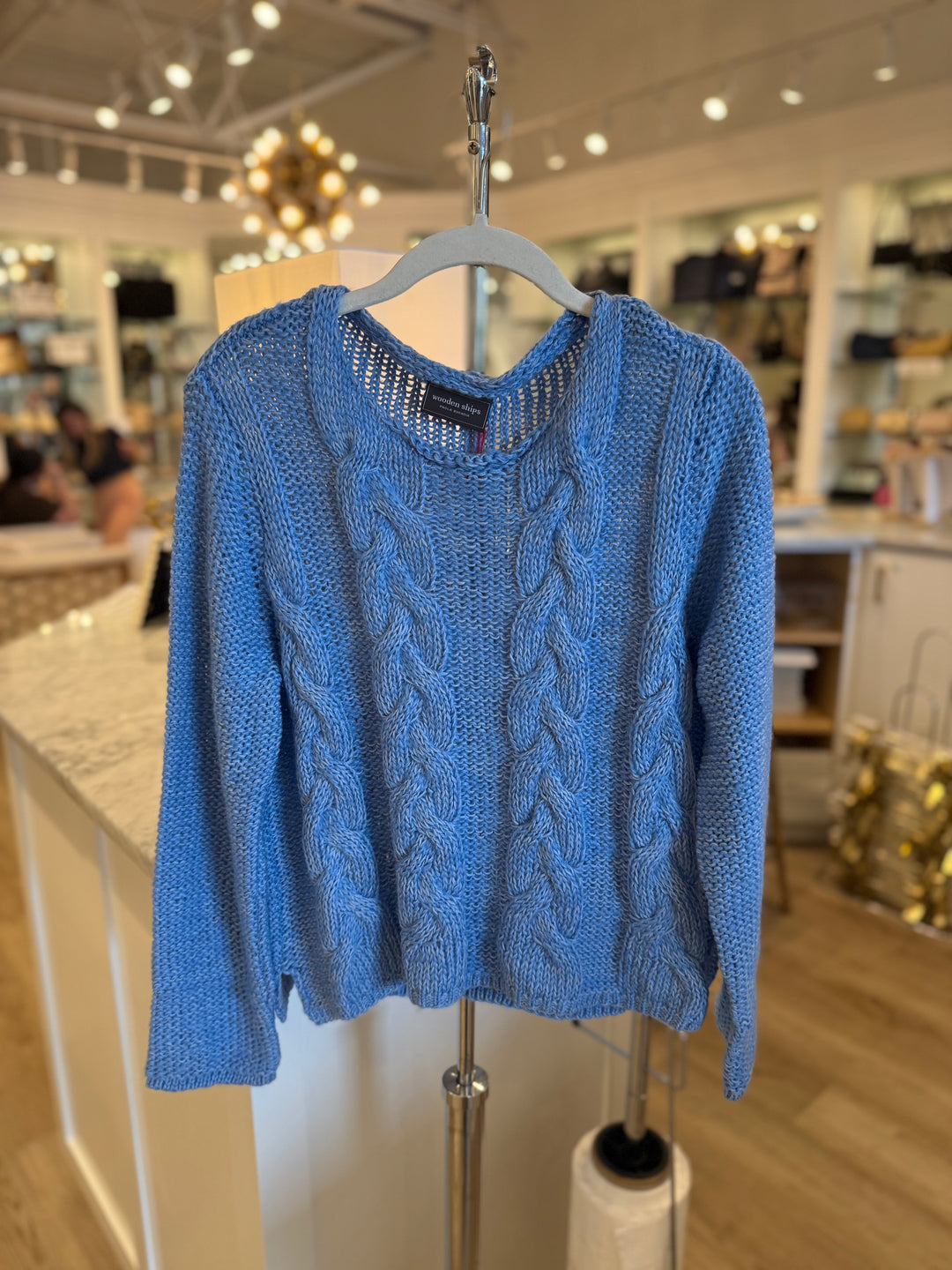 Alessa Cable Crew Sweater Cornflower Marl