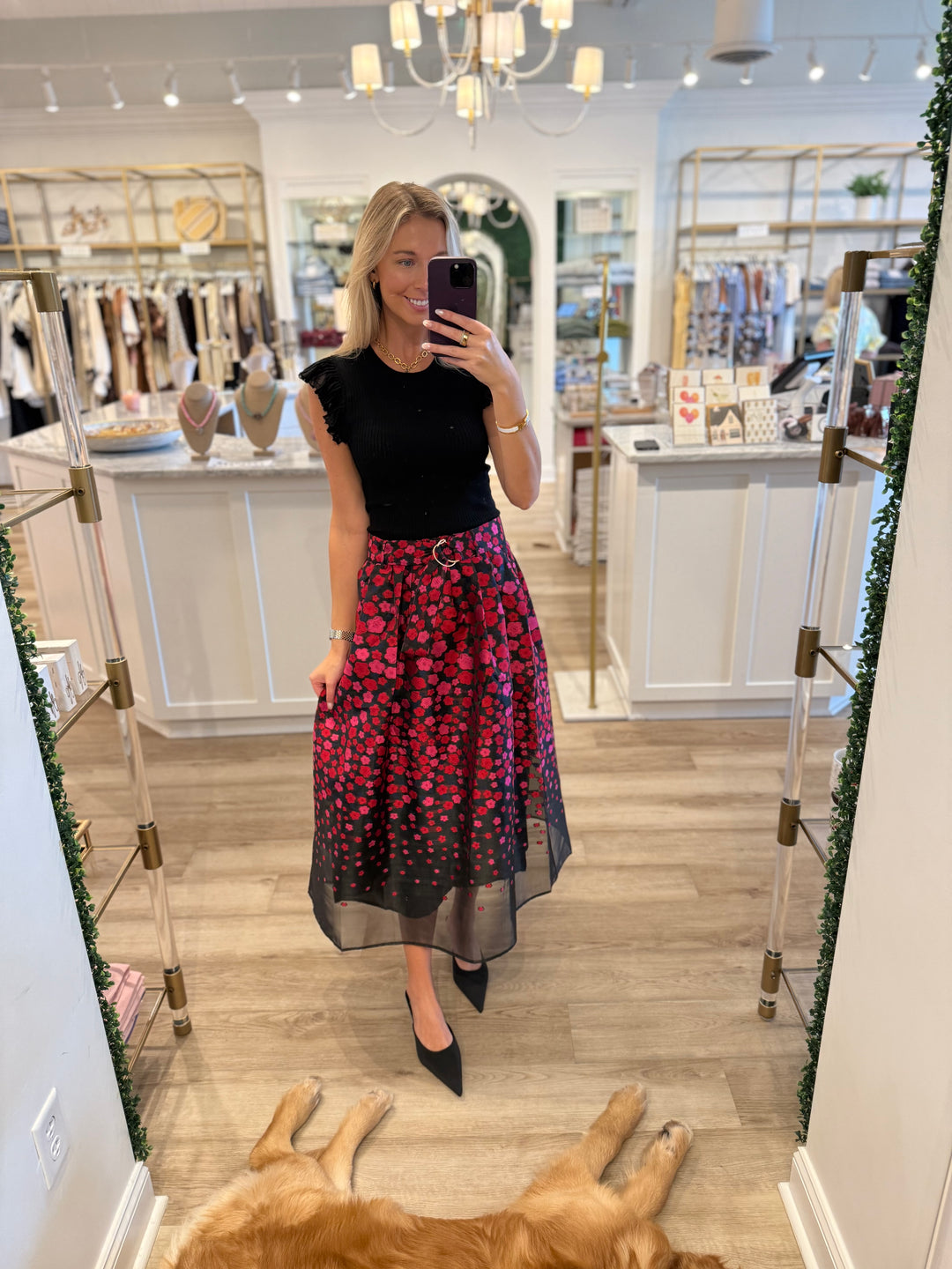 Maya Print Skirt Black