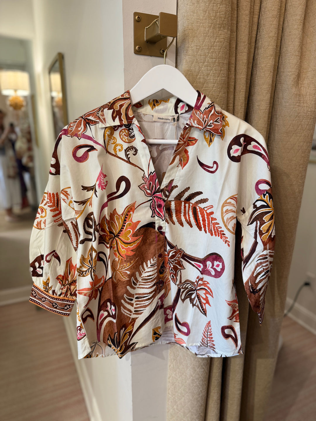 Elsa 3/4 Sleeve Top Misty Ferns