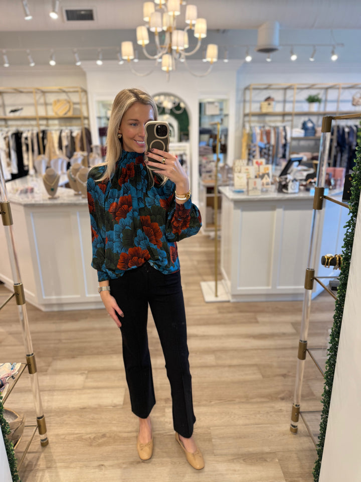 High Neck Blouse Madrid Blue