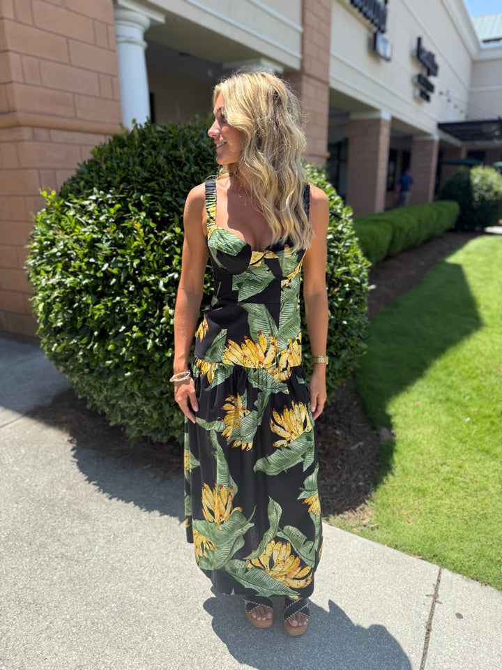 Paradise Print Midi Dress