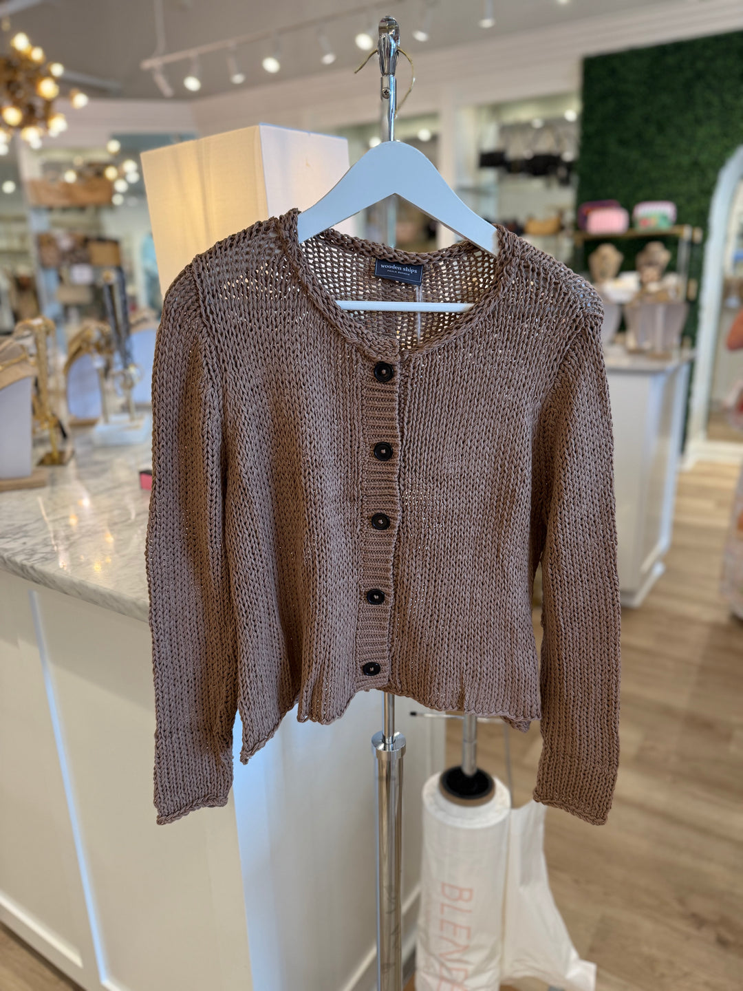 Park Button Chunky Cardi Cotton Dark Cedar