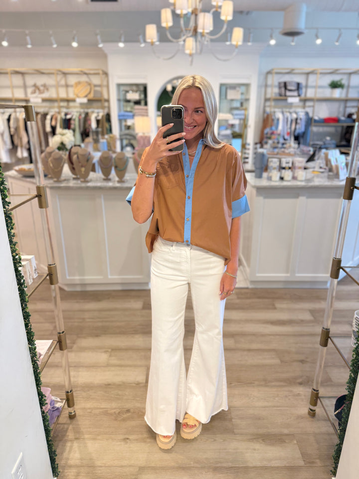 Abby Swing Top Coacoa & Blue