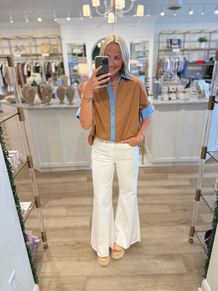 Abby Swing Top Coacoa & Blue