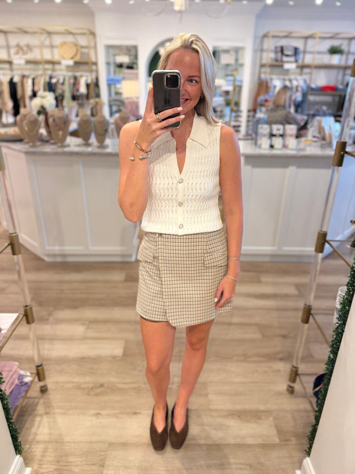 Plaid Wrap Mini Skirt