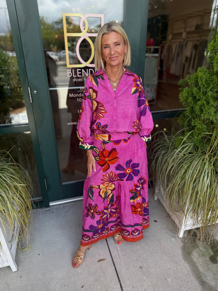 Ada Maxi Skirt Mauve Blossoms