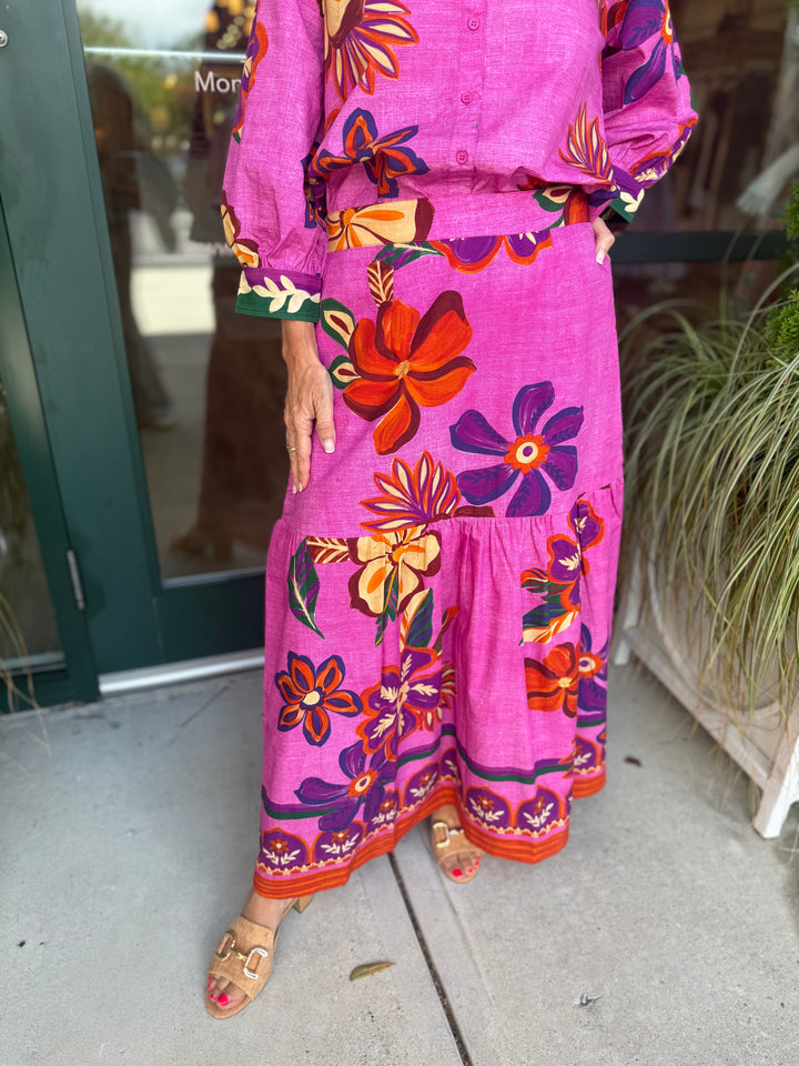 Ada Maxi Skirt Mauve Blossoms