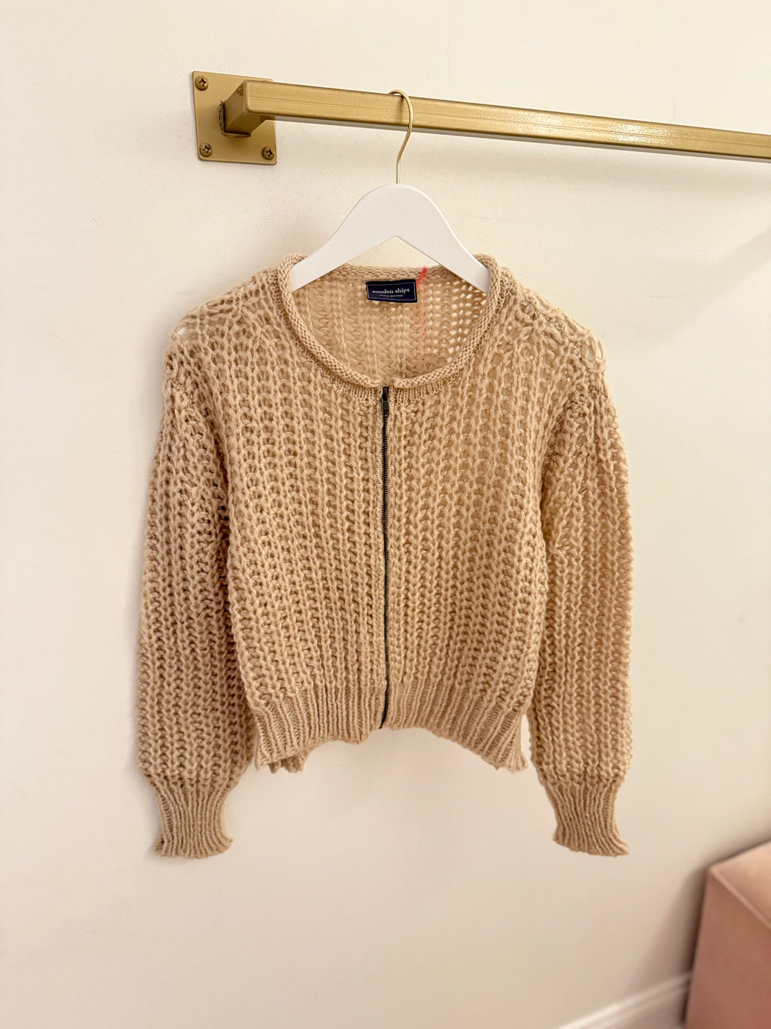 Tara Zip Bomber Cardi Chunky Oat Heather