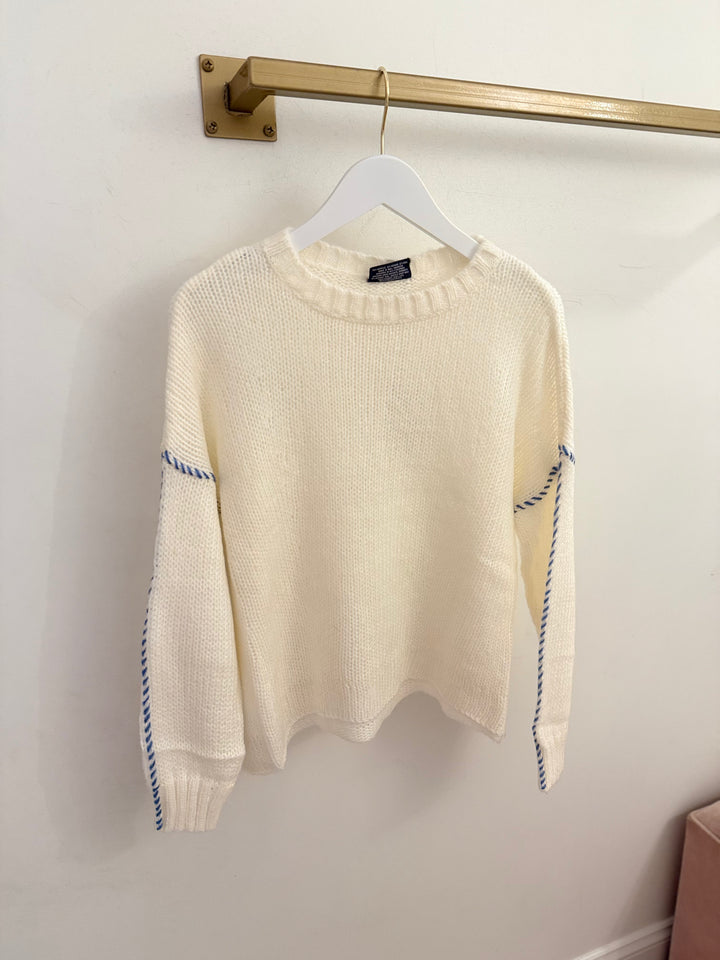 Topstitch Crew Chunky Pure Snow/Scandia Blue