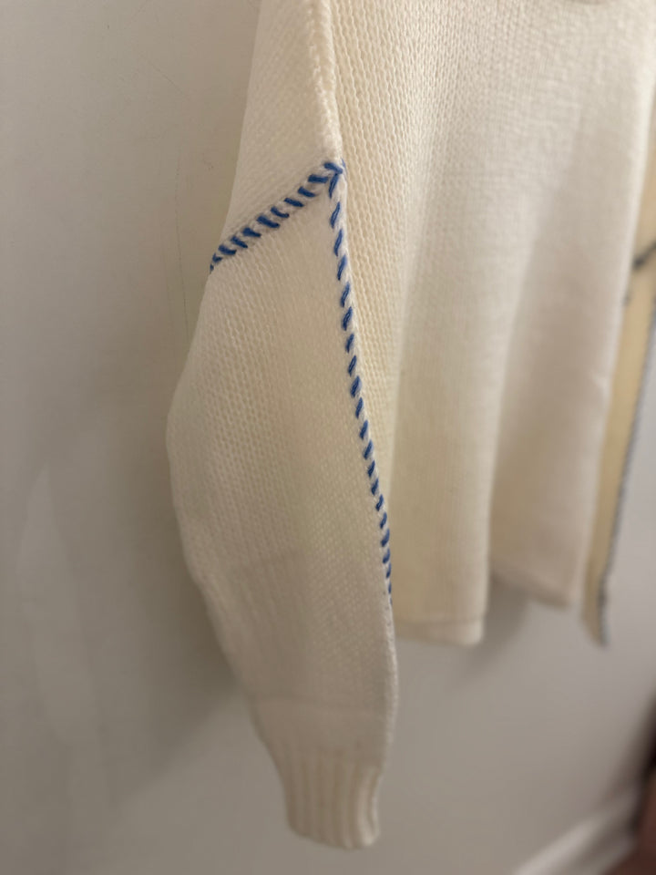 Topstitch Crew Chunky Pure Snow/Scandia Blue