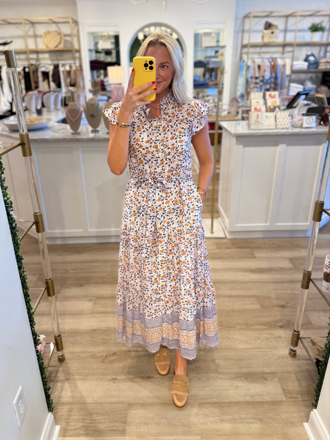 Ruffle Collar Button Maxi Cotswald Navy