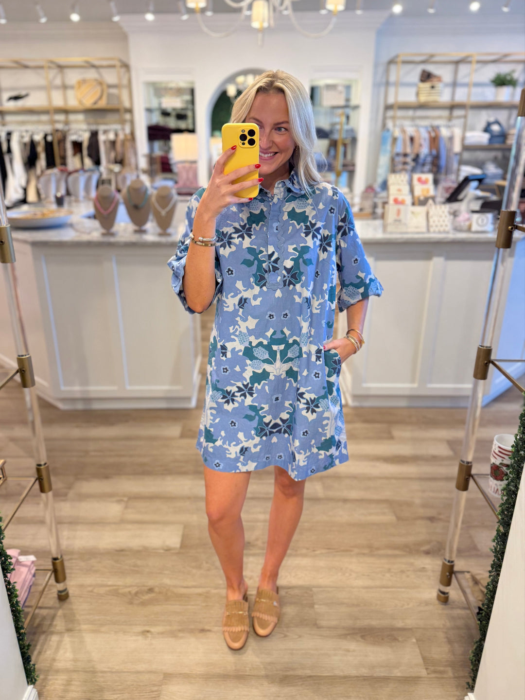 Collared Shirt Dress Mini Suzan Blue