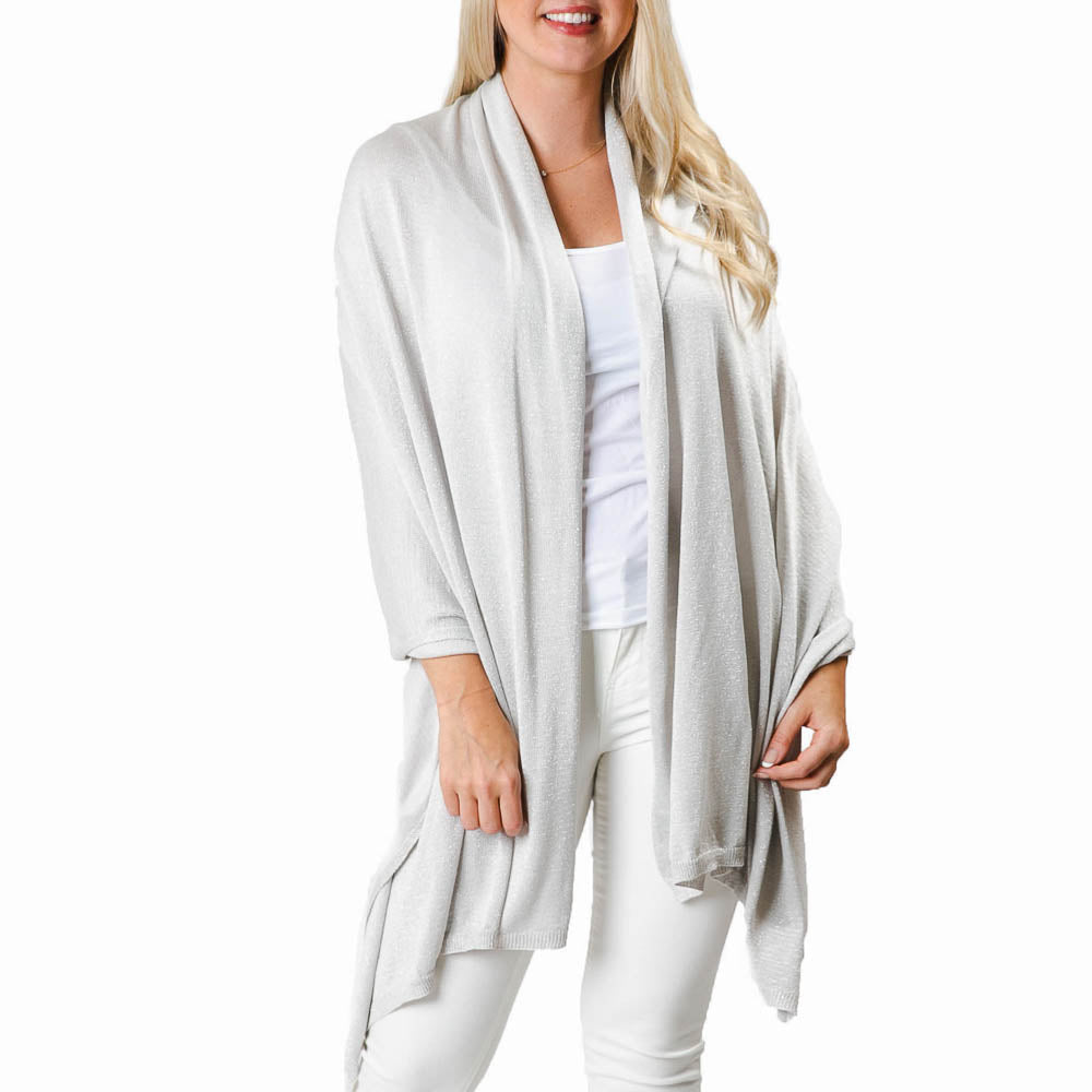 Ari Bamboo Shawl Wrap Metallic Silver