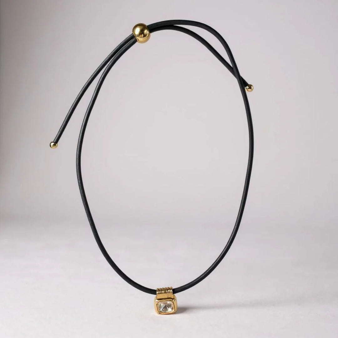 Leather Cord Necklace Black