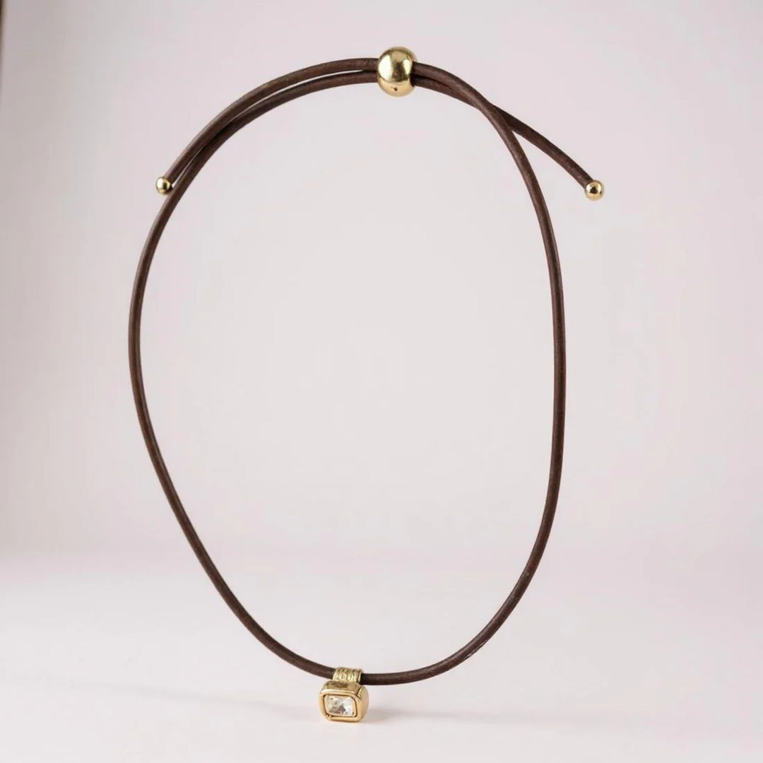 Leather Cord Necklace Brown