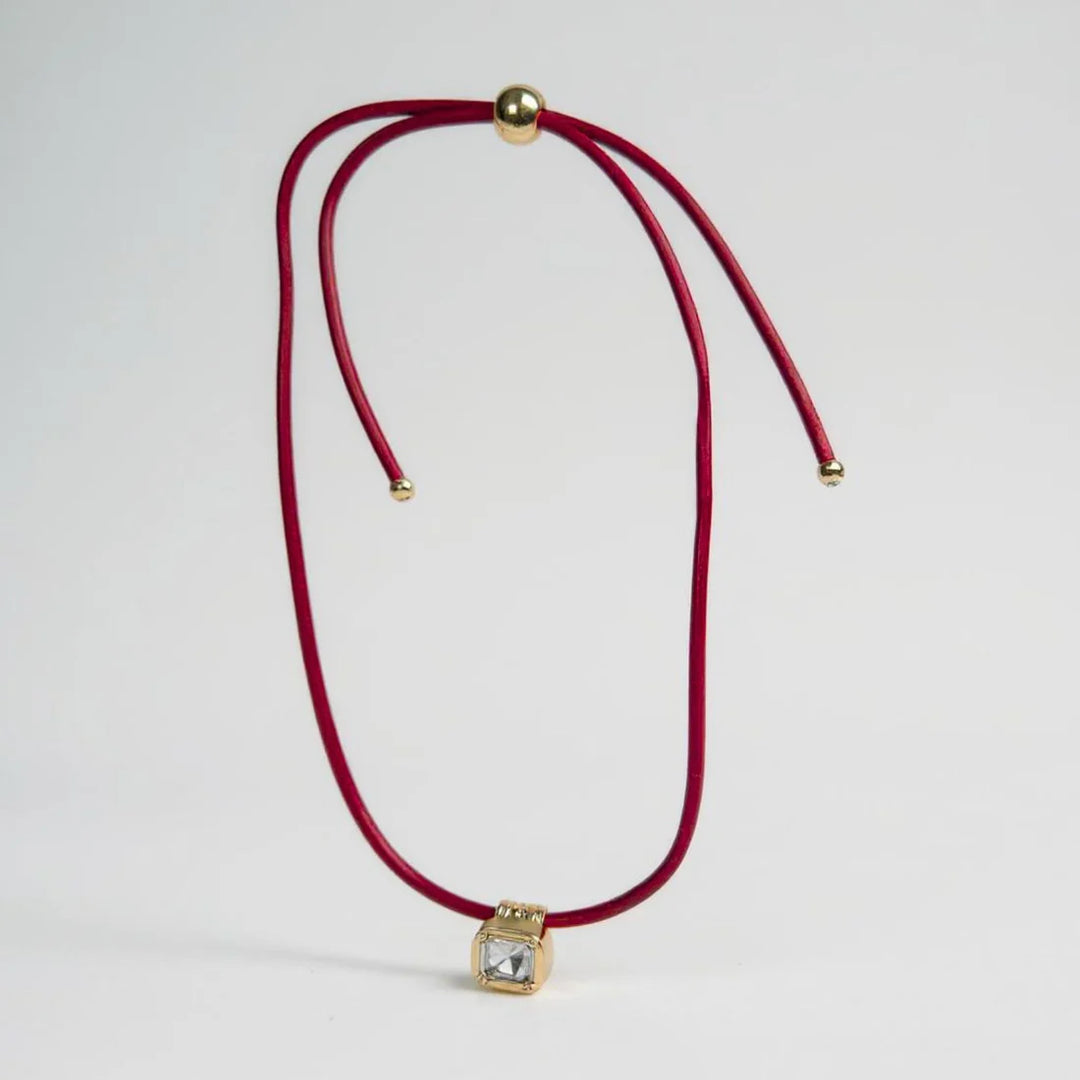 Leather Cord Necklace Red