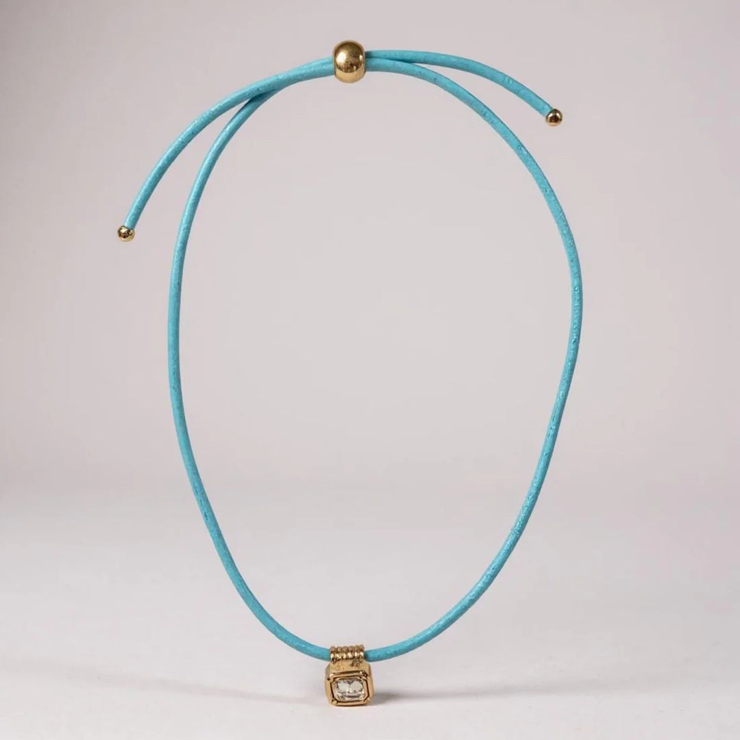 Leather Cord Necklace Powder Blue