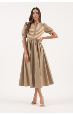 Stripe Poplin Midi Dress