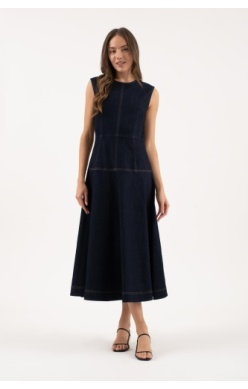Denim A-Line Midi Dress