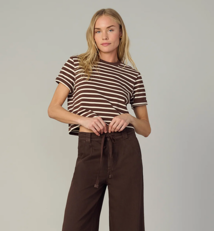 The Boxy Tee Brown/Sand Stripe