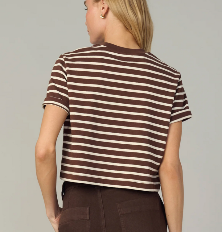 The Boxy Tee Brown/Sand Stripe