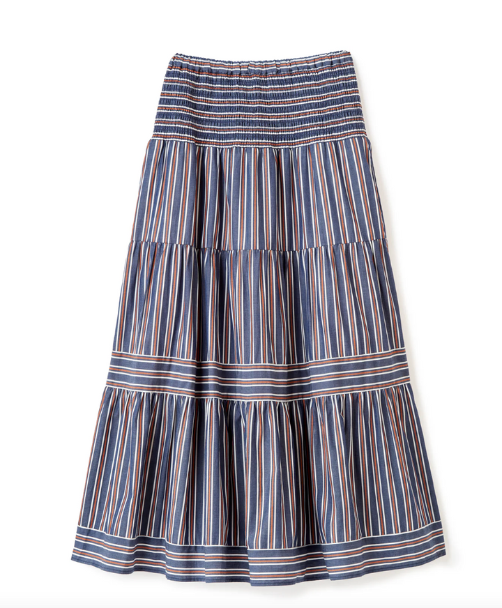 Kylie Midi Skirt Navy Stripe