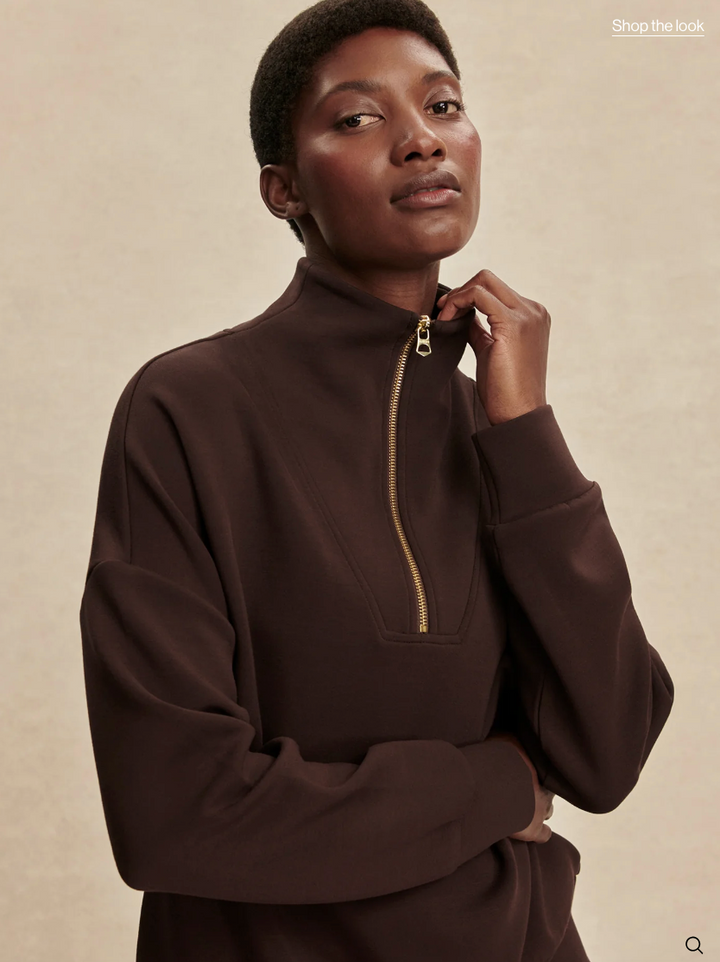 Milano Half Zip Sweat Coffee Bean