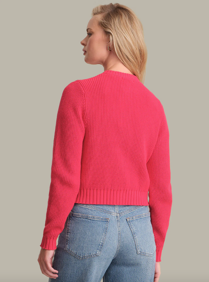 Palmer Crew Neck Cardigan Red