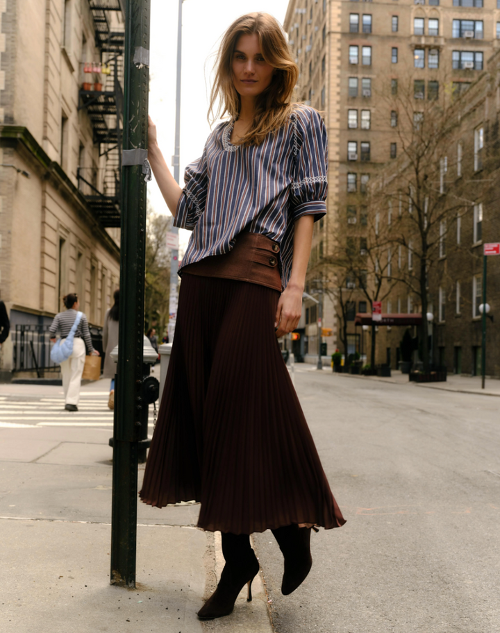 Estelle Pleated Skirt Mocha