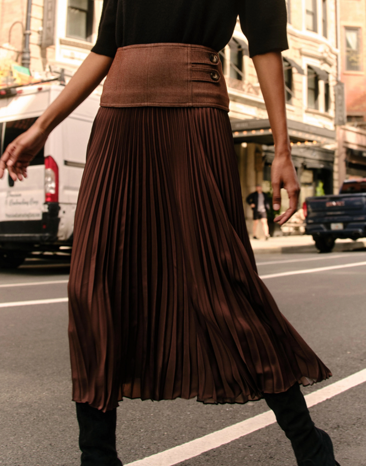 Estelle Pleated Skirt Mocha