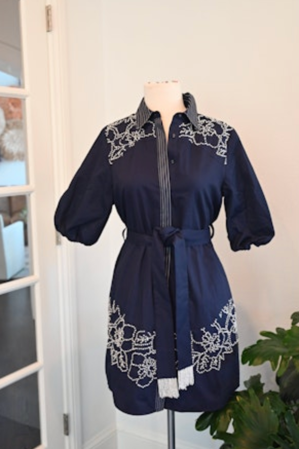 French Knot Short Dress Navy