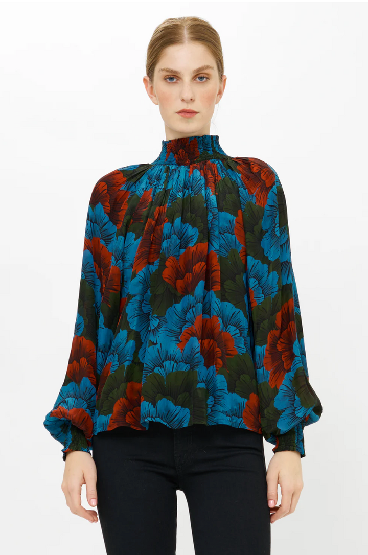 High Neck Blouse Madrid Blue