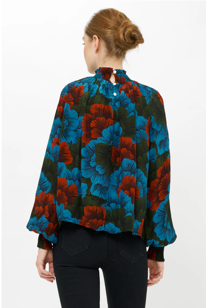 High Neck Blouse Madrid Blue