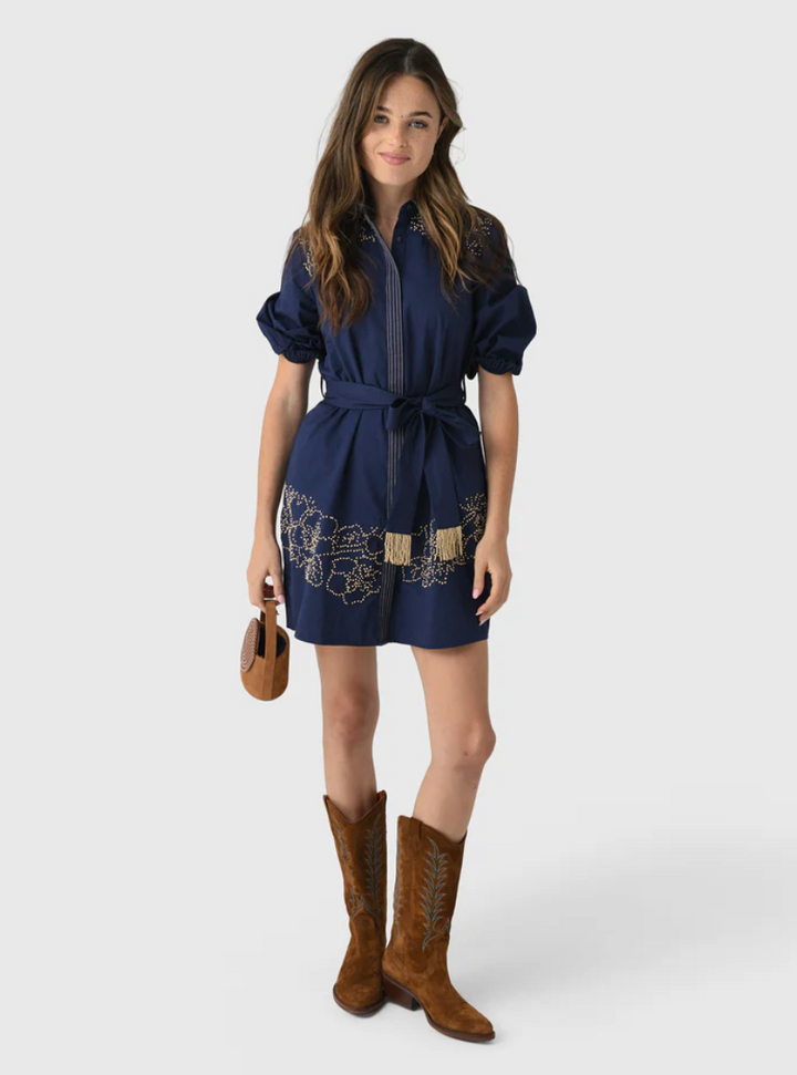 French Knot Short Dress Navy