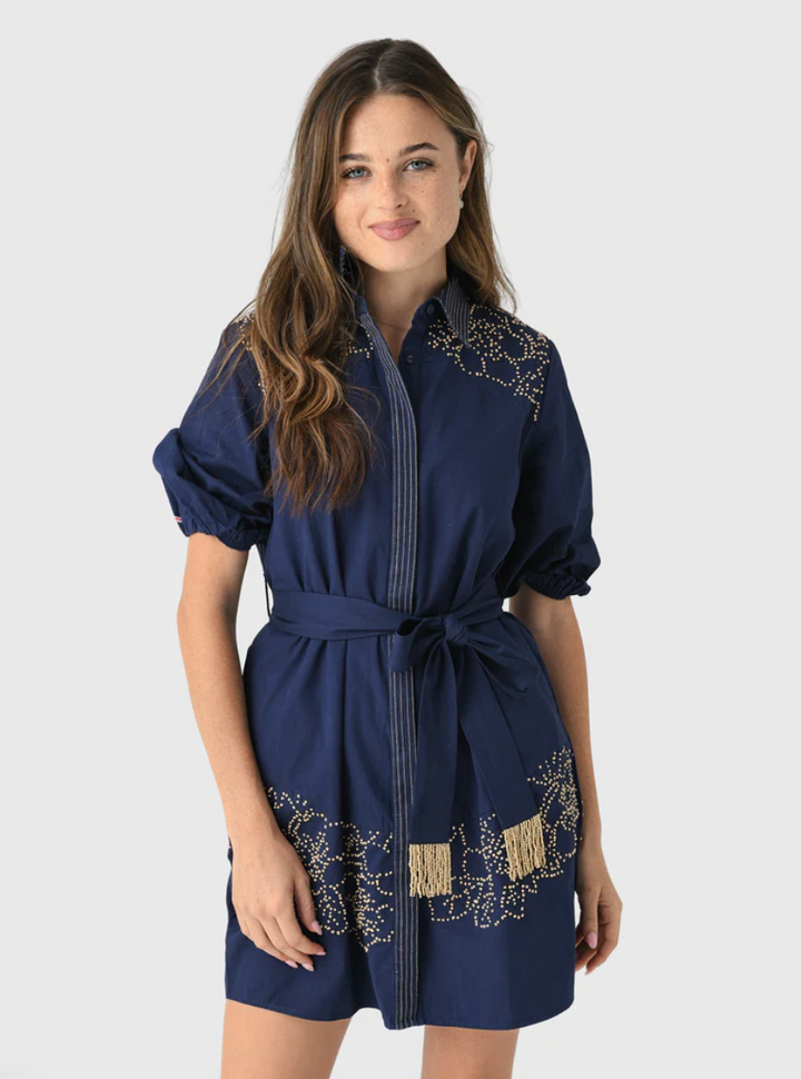 French Knot Short Dress Navy