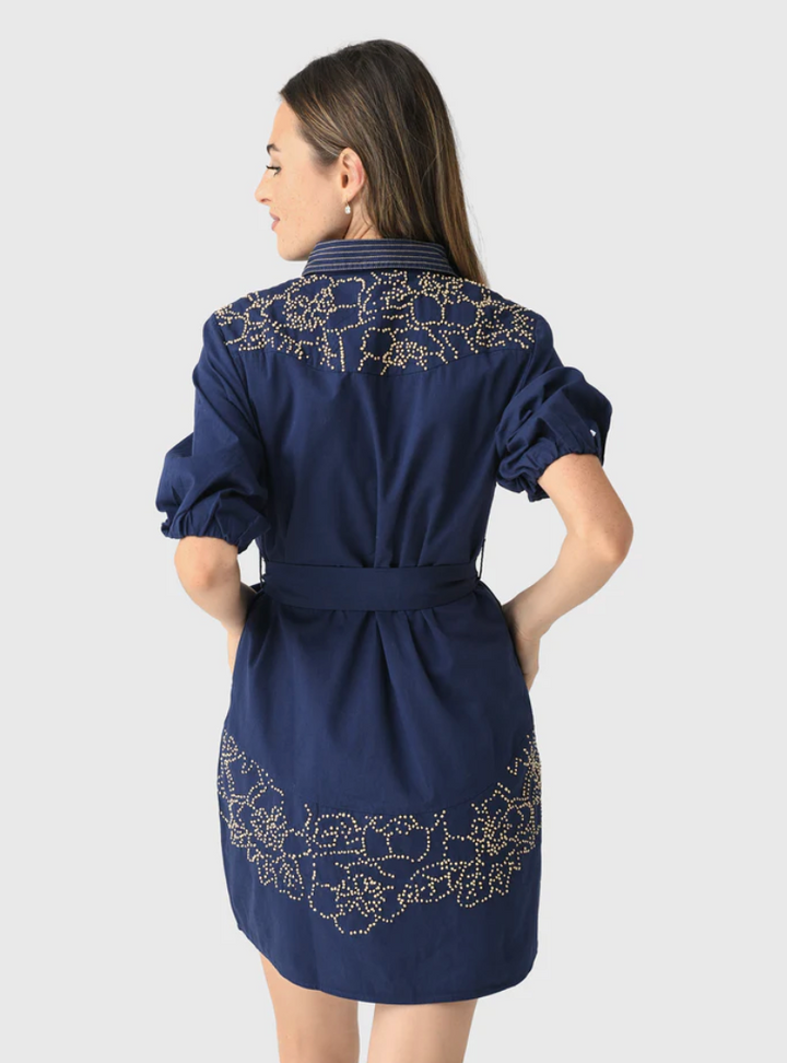 French Knot Short Dress Navy