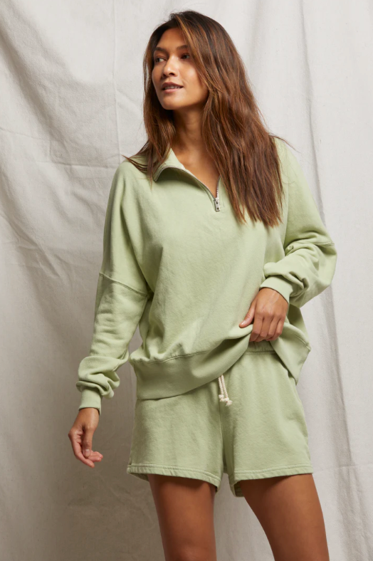 Maren French Terry Half Zip Pistachio