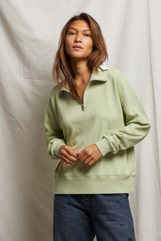 Maren French Terry Half Zip Pistachio