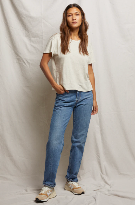 Harley Cotton Short Sleeve Boxy Crew Tee Oatmeal