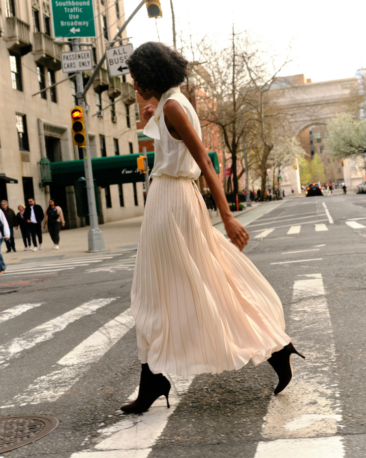 Claudia Pleated Skirt Ecru