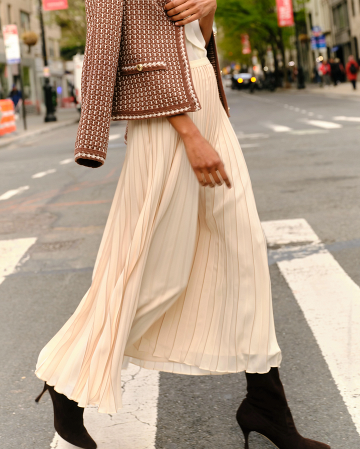 Claudia Pleated Skirt Ecru