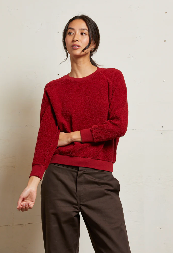 Ziggy Inside Out Fleece Long Sleeve Shrunken Crewneck Sweatshirt Maple