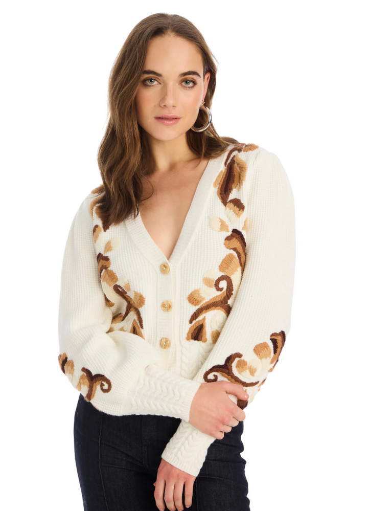 Piper Cardigan Ivory/Brown