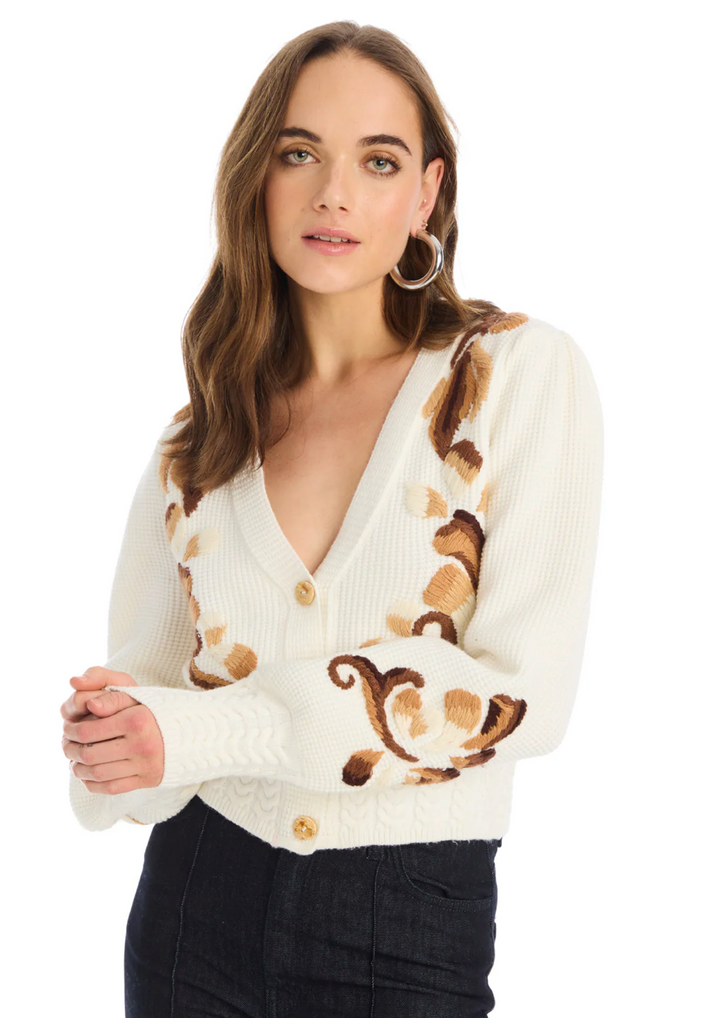 Piper Cardigan Ivory/Brown